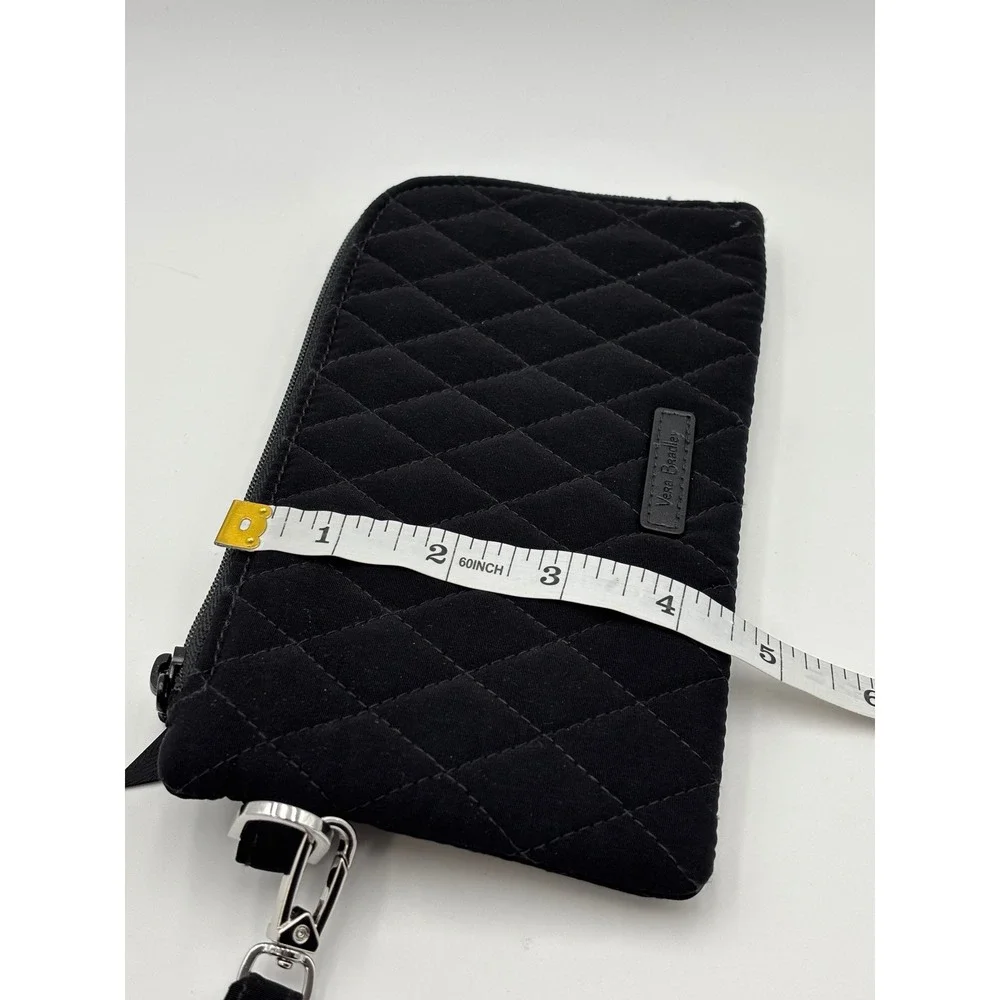 Vera Bradley Black Quilted Cotton Wristlet‎ Wallet Rose Floral Lining ID Window